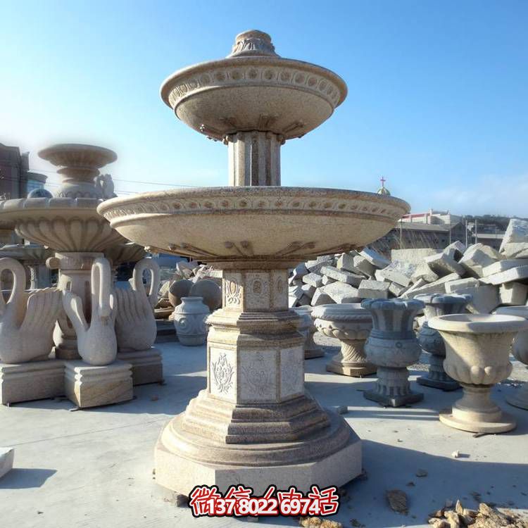 歐式黃銹石噴泉流水轉(zhuǎn)動(dòng)球，點(diǎn)綴酒店會(huì)所景觀(guān)