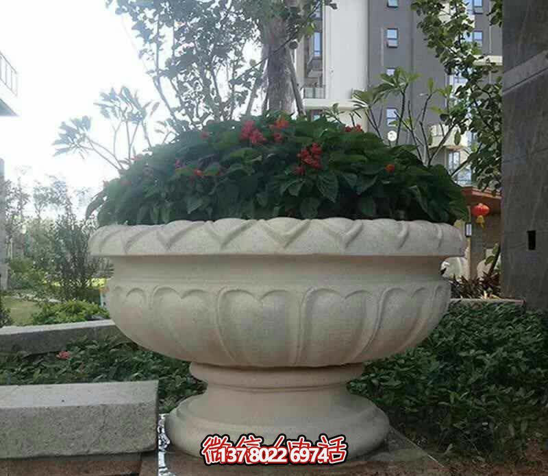 精美巨型大理石石雕花盆雕塑，讓你的別墅街道更加精彩