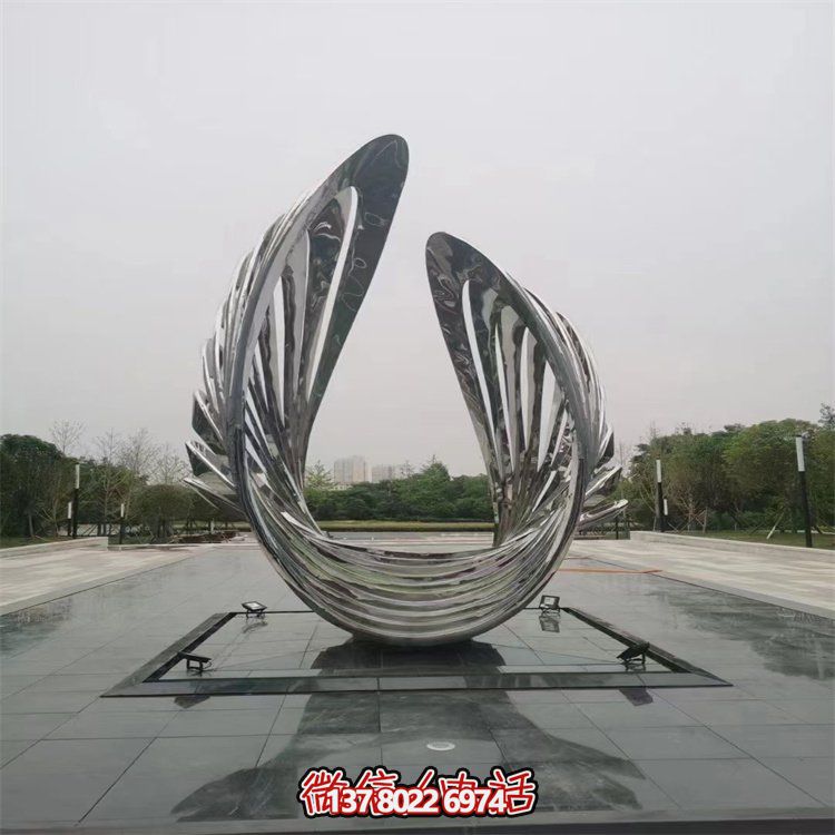 不銹鋼抽象翅膀藝術(shù)雕塑，為戶(hù)外廣場(chǎng)增添獨(dú)特景觀