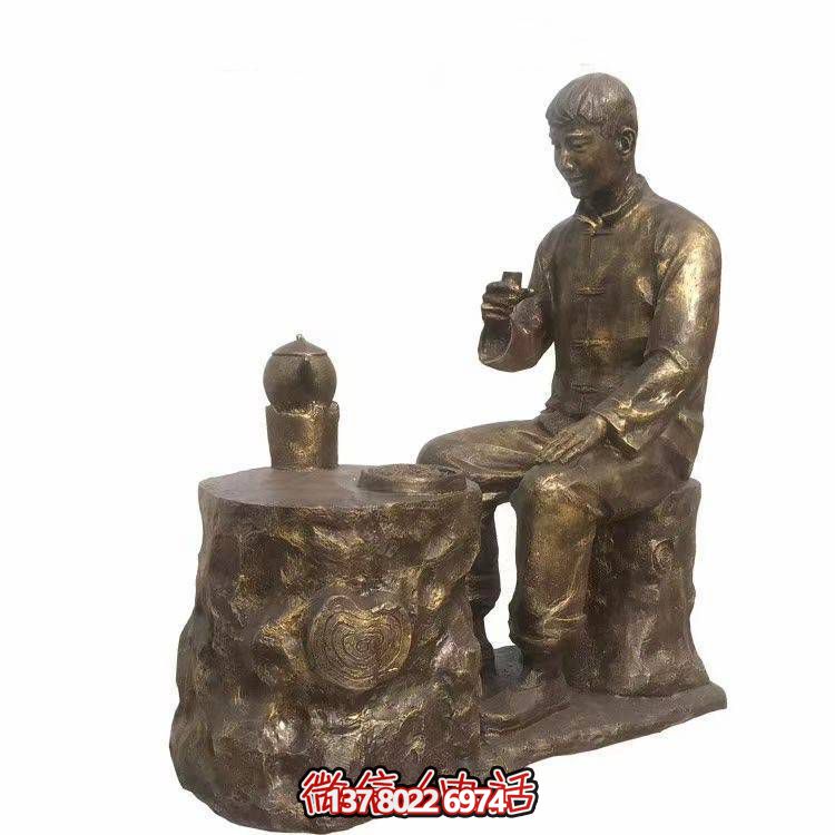 仿銅玻璃鋼人物小品雕塑，景觀戶外公園裝飾
