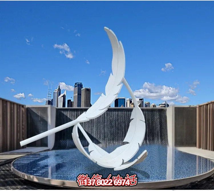 大型不銹鋼鏡面羽毛雕塑，創(chuàng)意園林景觀裝置