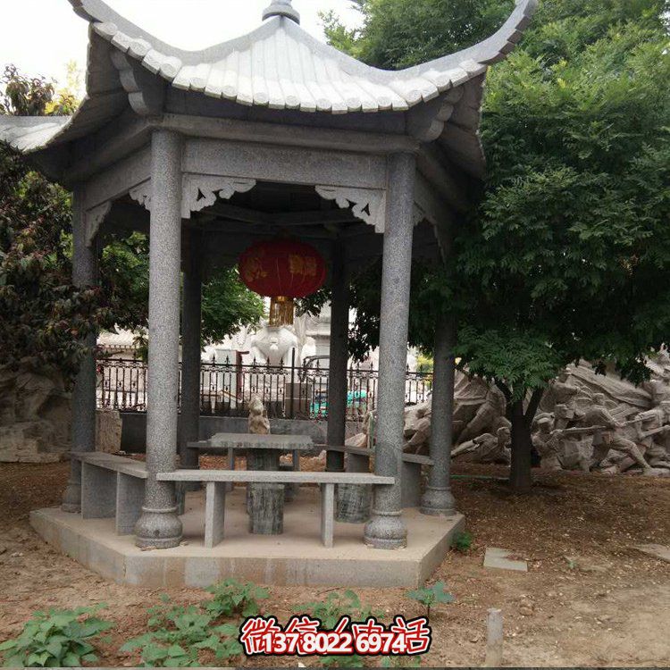 精美青石雕刻仿古中式?jīng)鐾?，裝點精美公園戶外