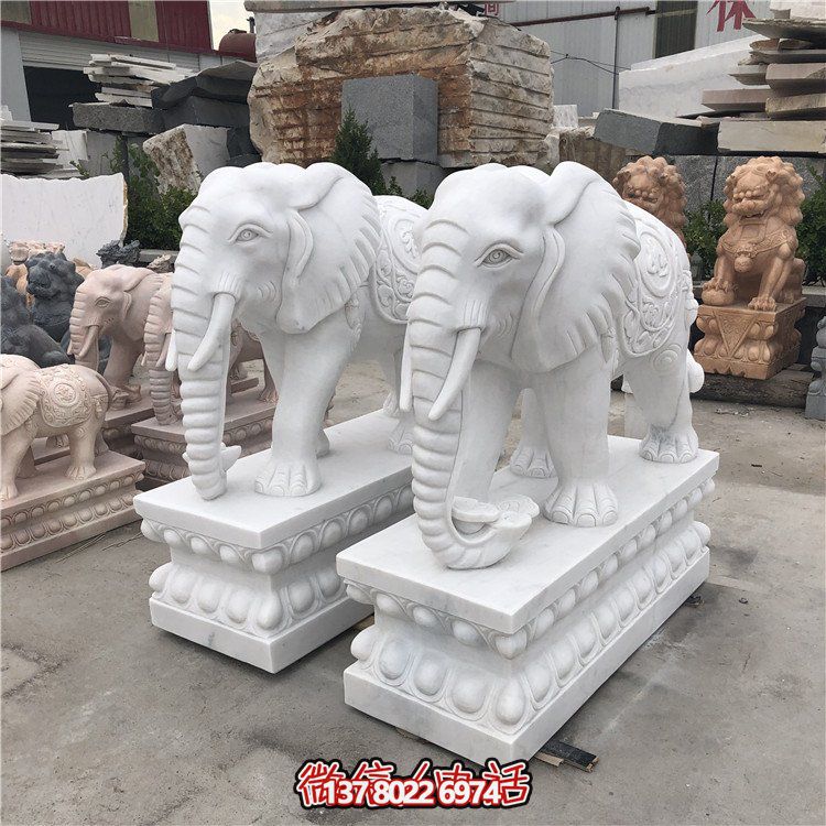 大理石石雕大型動物雕塑，點綴庭院別墅門口