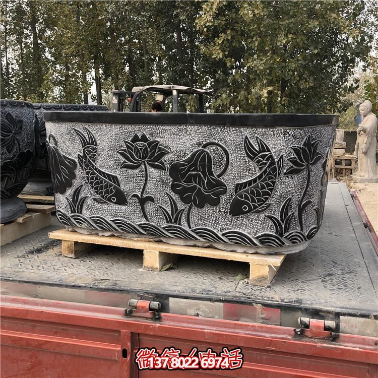 精美青石雕刻橢圓花盆，打造完美庭院戶外環境