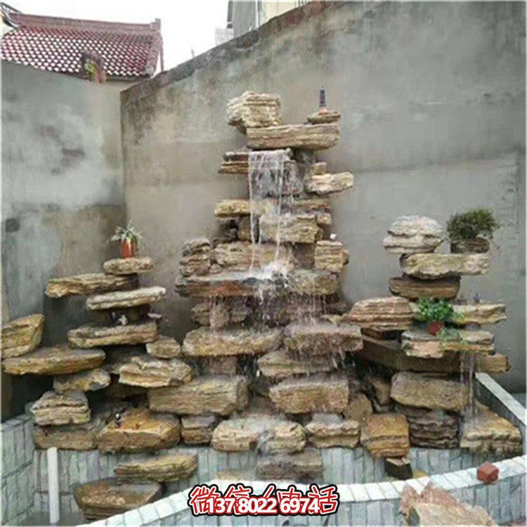 大型立式層流水假山石造景，給你驚艷的室外庭院廣場