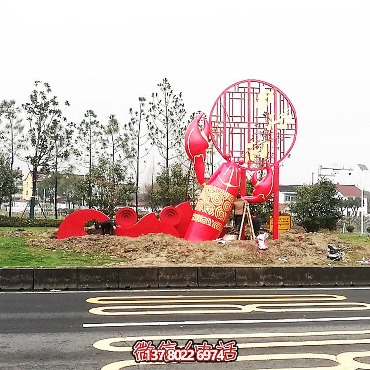 大型玻璃鋼龍蝦模型雕塑，裝飾城市街道邊