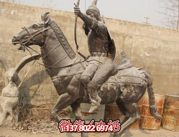 景點擺放古代戰馬與射箭的士兵鑄銅雕塑 景點擺放古代戰馬與射箭的士兵鑄銅雕塑