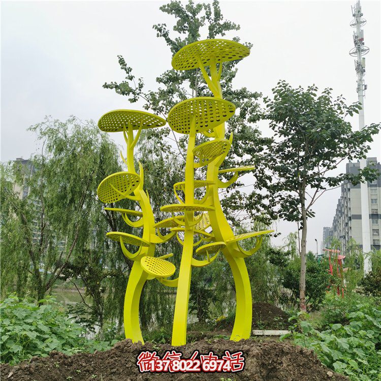 不銹鋼抽象樹，網狀樹葉樹冠