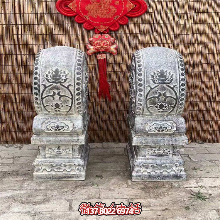 青石仿古抱鼓石，大理石古建大門門墩