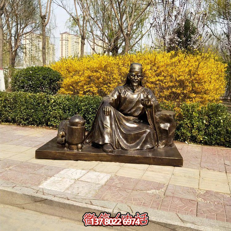 茶圣陸羽雕塑，玻璃鋼仿銅歷史名人情景雕塑