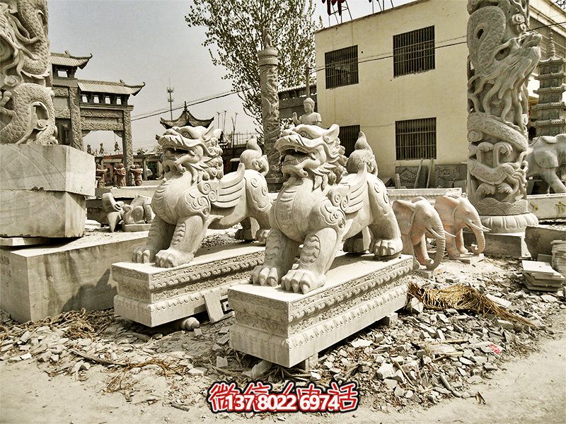 漢白玉石雕園林景區神獸貔貅雕塑 漢白玉石雕園林景區神獸貔貅雕塑